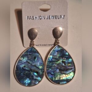 Antique Gold Tone Alabone Pierced Earrings NIP 2.25"